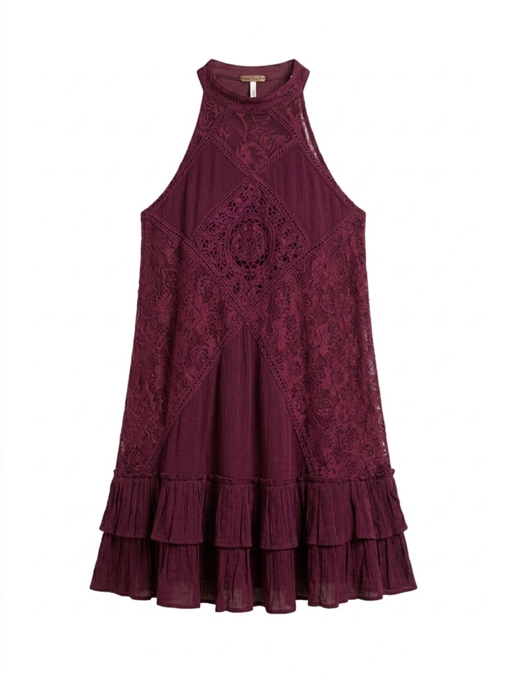 FREE PEOPLE ANGEL LACE DRESS Merlot xs